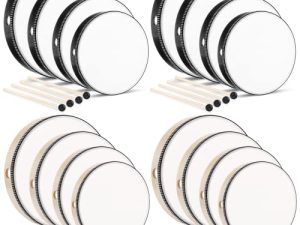 16 Pcs Kids Hand Drums Wooden Frame Drum with Drum Stick