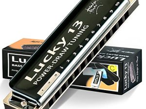 East top Lucky 13 Bass Plus Blues Harmonica 13 Holes Diatonic Harp Mouth Organ Professional Musical Instruments PowerDraw C key for Adults