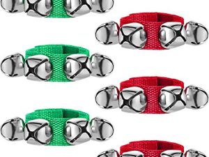 6 Pieces Christmas Band Wrist Bells Bracelets Musical Ankle Bells Instrument Percussion Rhythm for Christmas Party Favors Festival Accessories (Red and Green)