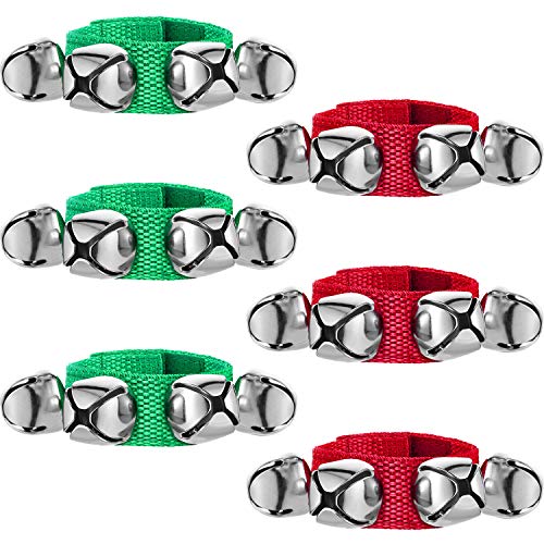6 Pieces Christmas Band Wrist Bells Bracelets Musical Ankle Bells Instrument Percussion Rhythm for Christmas Party Favors Festival Accessories (Red and Green) 6 Pieces Christmas Band Wrist Bells Bracelets Musical Ankle Bells Instrument Percussion Rhythm for Christmas Party Favors Festival Accessories (Red and Green)