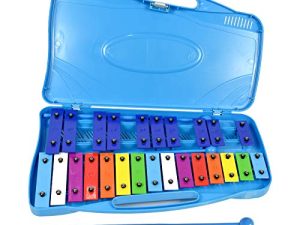 ENNBOM 25 Notes Vibraphone Xylophone Glockenspiel Black Blue Percussion Instrument with Case (Blue Case- Blue)