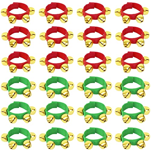 Augshy 24 Packs Christmas Wristbands Jingle Bells with Gold Bells Augshy 24 Packs Christmas Wristbands Jingle Bells with Gold Bells