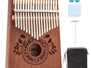 UNOKKI 17 Key Kalimba Thumb Piano For Adults & Kids with Hard Case & Hand Rest; Mahogany Mbira (Chocolate Brown Finish); Tuning Hammer