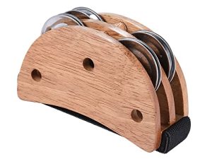 Heysland Burlywood Elliptical Box Drum Cajon Companion Accessory Foot Jingle Tambourine for Hand Percussion Instruments