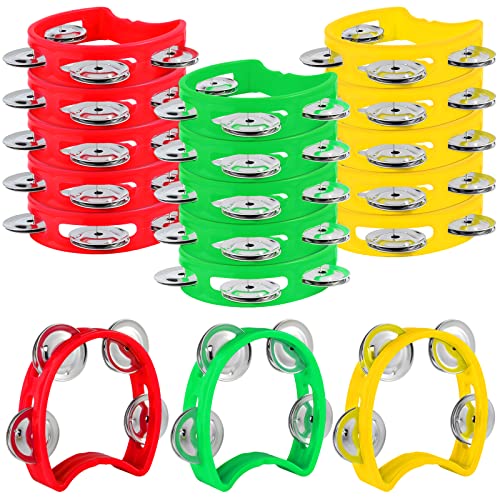 MIAHART 30 Pack Christmas Hand Tambourine Noise Makers Tambourine 4 Bells Plastic Colored Handheld Tambourines Musical Rhythm Instrument for Adults Kids Christmas Party Decoration Favors MIAHART 30 Pack Christmas Hand Tambourine Noise Makers Tambourine 4 Bells Plastic Colored Handheld Tambourines Musical Rhythm Instrument for Adults Kids Christmas Party Decoration Favors