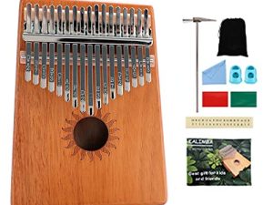 Kalimba Thumb Piano 17 Keys Mbira Finger Piano with Tune Hammer and Study Instruction