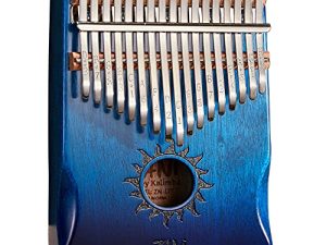 Kalimba 17 Key Thumb Piano Mahogany Helios Pattern Finger Piano Handhold Mbira Portable Premium Musical Instrument Gift for Kids Amateur and Beginner (Gradient Blue)