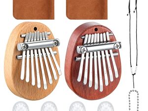 EBOOT 10 Pieces 8 Keys Mini Kalimba Piano Set Include Mini Finger Thumb Piano with Lanyard Chain