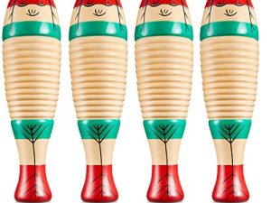 4 Sets Fish Style Guiro Instrument Wood Fish Shape Guiro Colorful Hand Percussion Instrument with Rhythm Sticks Musical Instruments for Adults Kids