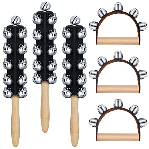 6 Pieces Christmas Hand Jingle Bells Wooden Hand Sleigh Bells Jingle Shaker Bells Handhold Bell Rattles Musical Bell Instruments Handheld Bells Holiday Christmas Decor (Black) 6 Pieces Christmas Hand Jingle Bells Wooden Hand Sleigh Bells Jingle Shaker Bells Handhold Bell Rattles Musical Bell Instruments Handheld Bells Holiday Christmas Decor (Black)