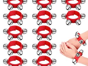12 Pcs Christmas Wrist Band Bells Bracelets Wrist Band Shaking Bells Musical Instruments Adjustable Bells Rhythm Wristband Bells for School Family Adults Christmas Percussion Party Favors