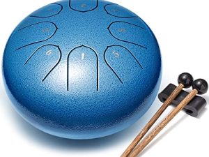 Lronbird Alloy Steel Tongue Drum 8 Notes 6 Inches Handpan Drums Concert Percussion Instruments with Pad Bag Mallets Music Book for Meditation Entertainment Musical Education Zen Yoga Gift (Sea blue)