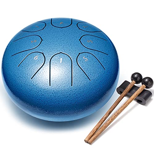 Lronbird Alloy Steel Tongue Drum 8 Notes 6 Inches Handpan Drums Concert Percussion Instruments with Pad Bag Mallets Music Book for Meditation Entertainment Musical Education Zen Yoga Gift (Sea blue) Lronbird Alloy Steel Tongue Drum 8 Notes 6 Inches Handpan Drums Concert Percussion Instruments with Pad Bag Mallets Music Book for Meditation Entertainment Musical Education Zen Yoga Gift (Sea blue)