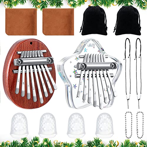 10 Pieces 8 Keys Mini Kalimba Piano Set Include Mini Finger Thumb Piano with Lanyard Chain 10 Pieces 8 Keys Mini Kalimba Piano Set Include Mini Finger Thumb Piano with Lanyard Chain