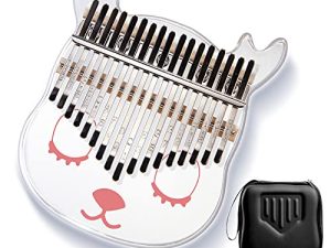 [With Case]Byla Kalimba 17 keys Clear Acrylic Deer Cartoon Shape Portable Transparent Crystal Thumb piano Finger piano Mbira Calimba Marimba Musical Instruments for Kids