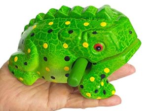 Cozinest Medium 6" Wood Frog Guiro Rasp Percussion Musical Instrument Tone Block Wooden Handcraft Percussion Instruments Products From Thailand Lucky Frog for Home Office Decor (Green)