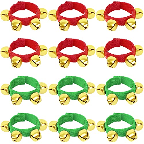 Augshy 12 Packs Christmas Wristbands Jingle Bells with Gold Bells Augshy 12 Packs Christmas Wristbands Jingle Bells with Gold Bells