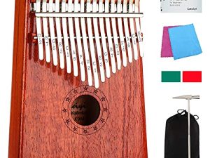 Kalimba Thumb Piano 17 Key Finger Piano Musical Instrument with Study Instruction and Tune Hammer
