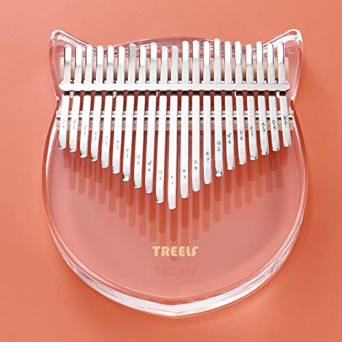 TREELF Kalimba 21 Keys Cute Cat Acrylic Thumb Piano Mbira Transparent Keyboard Finger Piano Gifts for Kids and Adults Beginners (TF-21C) TREELF Kalimba 21 Keys Cute Cat Acrylic Thumb Piano Mbira Transparent Keyboard Finger Piano Gifts for Kids and Adults Beginners (TF-21C)