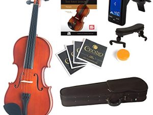 Mendini By Cecilio Violin For Kids & Adults - 4/4 MV Natural Varnish Finish Violins