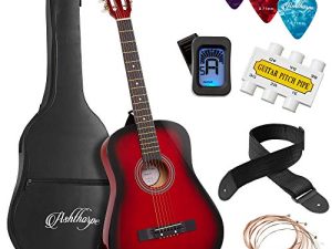Ashthorpe 38-inch Beginner Acoustic Guitar Package (Red)