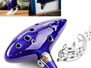 【Christmas Best Gift】OriGlam Legend of Zelda Ocarina of Time Triforce Link 12 Hole Alto C Mediant Tone Ocarina Zelda Cosplay Ceramic Replica