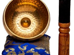 Tibetan Singing Bowl Set by Ohm Store — Hand Hammered Lingam Meditation Sound Bowl — Yoga