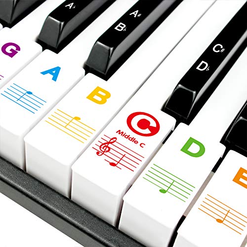 Piano Stickers for Beginners 88/76/61/54/49/37 Keys - Transparent Piano Stickers for Beginners 88/76/61/54/49/37 Keys - Transparent
