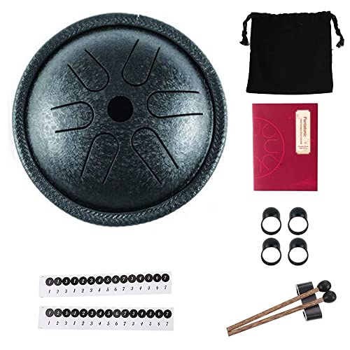 Yahpetes Worry-free Drum 5.5 Inch Steel Tongue Drum 6 Notes Musical Instruments Hand Drums with Handpan Drum with 1 Pair Mallets and Storage Drum Bag Note Sticks (Black) Yahpetes Worry-free Drum 5.5 Inch Steel Tongue Drum 6 Notes Musical Instruments Hand Drums with Handpan Drum with 1 Pair Mallets and Storage Drum Bag Note Sticks (Black)