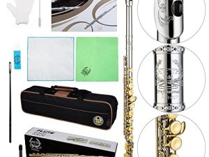 RHYTHM C Flutes with Engraved Flower Closed Hole 16 Keys Flute For Student