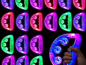 20 Pieces Light Up Tambourine LED Flashing Tambourine Glow Musical Tambourine Handheld Percussion Instrument for Kids Toys or Adults Wedding (Pink