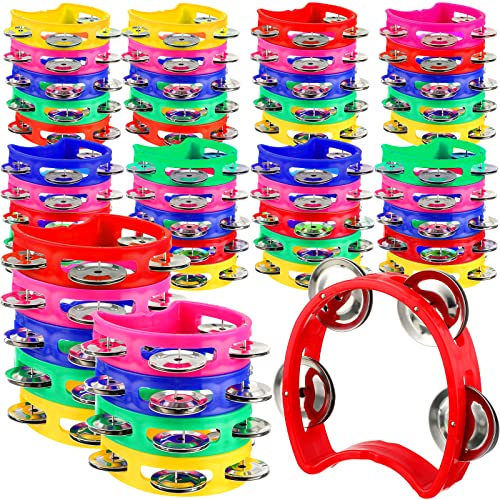 50 Pieces Percussion Hand Tambourine for Kids 4 Bells Plastic Colored Noise Makers Tambourines Musical Rhythm Instrument for Kids Toddler Students Kindergarten Family School Party 50 Pieces Percussion Hand Tambourine for Kids 4 Bells Plastic Colored Noise Makers Tambourines Musical Rhythm Instrument for Kids Toddler Students Kindergarten Family School Party