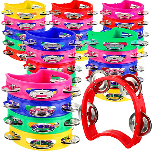 30 Pack Plastic Percussion Tambourine for Kids Noise Makers Tambourine Bulk 4 Bells Plastic Colored Handheld Tambourines Musical Rhythm Instrument for Adults Toddler Kindergarten Family School Party 30 Pack Plastic Percussion Tambourine for Kids Noise Makers Tambourine Bulk 4 Bells Plastic Colored Handheld Tambourines Musical Rhythm Instrument for Adults Toddler Kindergarten Family School Party
