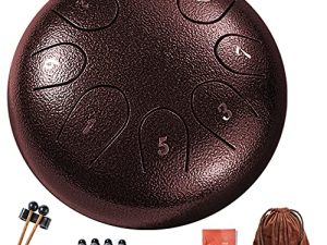 Steel Tongue Drum 8 Notes 6 Inches Handpan Percussion Instruments Healing Drum Musical Instrument Gifts for Drummer Beginner Kids Adults with Padded Travel Bag by LvPets(Bronze)