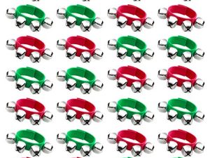 28 Pieces Band Wrist Bells Bracelets Musical Ankle Bells Rhythm Instrument Percussion Party Favors Wristband Bells for Adults Christmas (Red