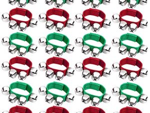 Cooraby 24 Pack Christmas Band Wrist Bells Bracelets Musical Instruments Wrist Bells Ankle Bells for Christmas Party Favors