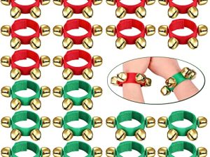 20 Pcs Gold Christmas Wrist Band Bells Bracelets Wrist Band Shaking Bells Musical Instruments Adjustable Bells Rhythm Wristband Bells for School Family Adults Christmas Percussion Party Favors